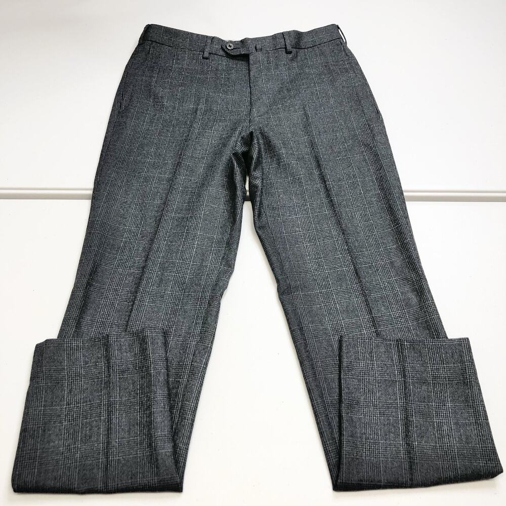 Ermenegildo Zegna Pants Men 32x31 Gray Plaid Wool Trousers 75DB12